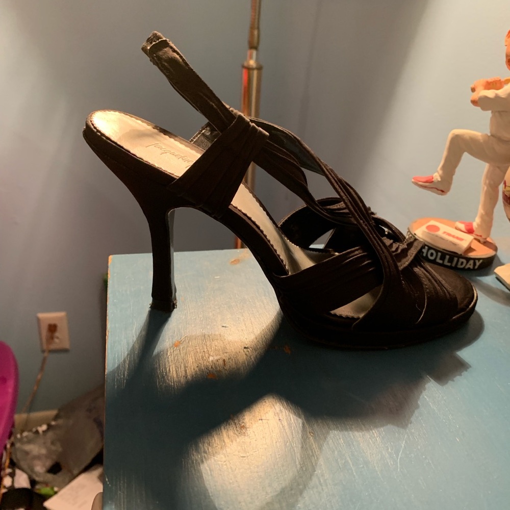 Black strappy heels